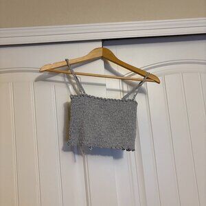 Forever 21 Crop Top Small Gray Gathered Boho Sleeveless Straps Modal Festival